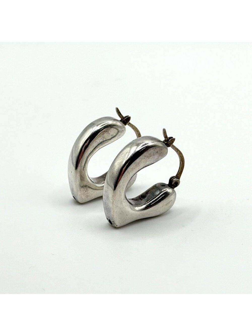 Silver Heart Hoop Earrings With Latch Back Closure